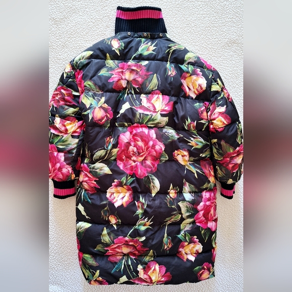 DOLCE GABBANA Long Floral Print Quilted Puffer Jacket IT 42 US 6 L Org $4,595 - Picture 8 of 16